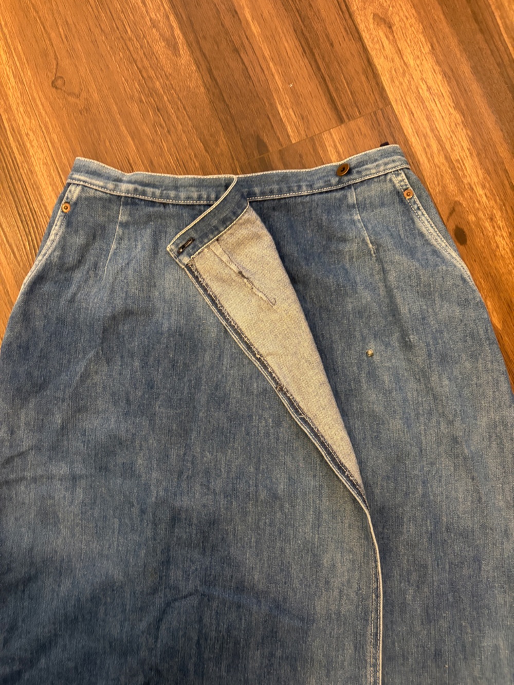 Classic Vintage 70s Blue Denim Wrap Skirt - Picture 11 of 12